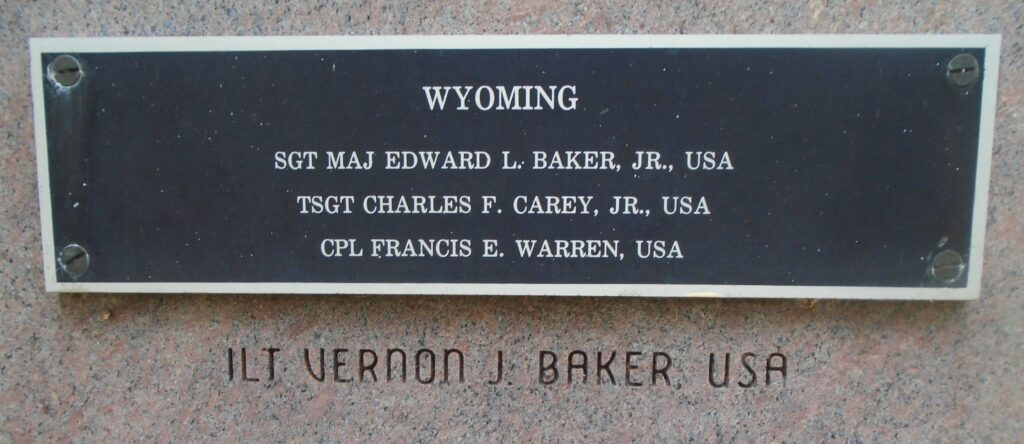 WYOMING MEDAL OF HONOR RECIPIENTS WAR MEMORIAL PLAQUE