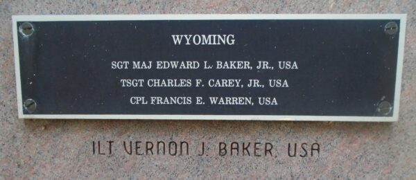 WYOMING MEDAL OF HONOR RECIPIENTS WAR MEMORIAL PLAQUE