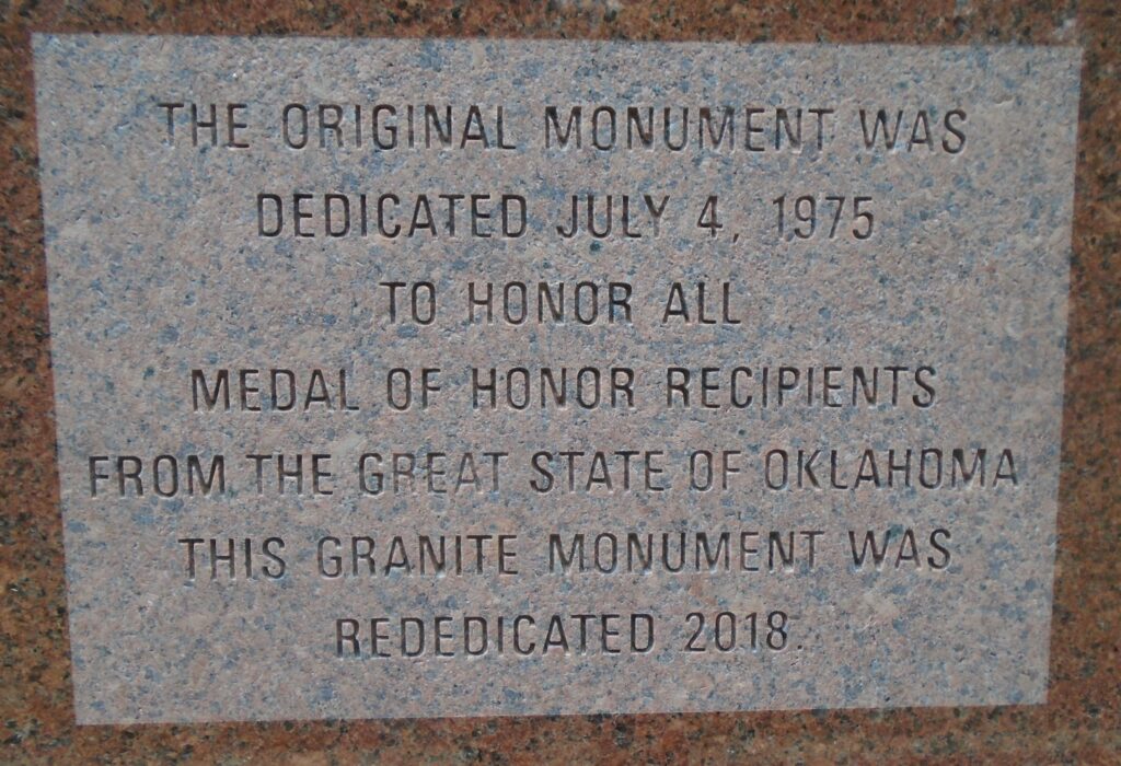 OKLAHOMA MEDAL OF HONOR RECIPIENTS WAR MEMORIAL STONE B