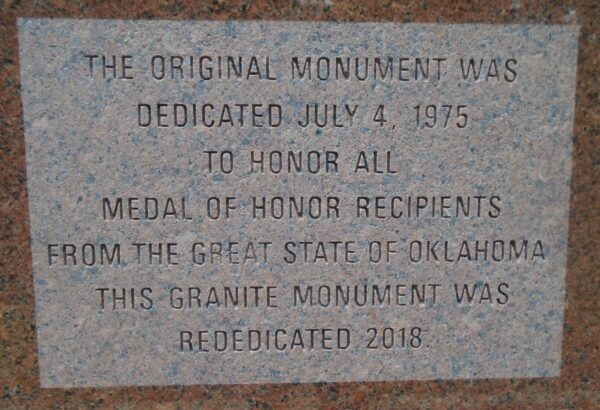 OKLAHOMA MEDAL OF HONOR RECIPIENTS WAR MEMORIAL STONE B