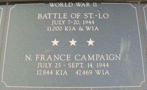KENOSHA CITY AND COUNTY ST-LO AND N. FRANCE MEMORIAL PLAQUE