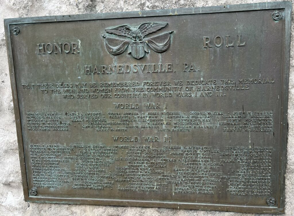 HARNEDSVILLE HONOR ROLL WAR MEMORIAL PLAQUE