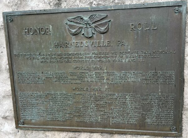 HARNEDSVILLE HONOR ROLL WAR MEMORIAL PLAQUE