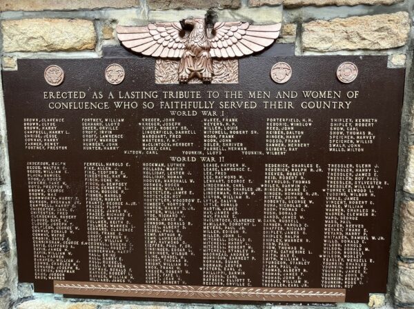 CONFLUENCE WORLD WARS MEMORIAL PLAQUE