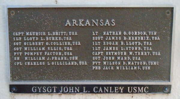 ARKANSAS MEDAL OF HONOR RECIPIENTS WAR MEMORIAL PLAQUE