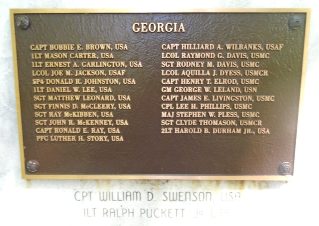 GEORGIA MEDAL OF HONJOR RECIPIENTS WAR MEMORIAL PLAQUE