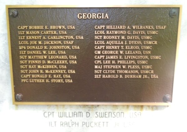 GEORGIA MEDAL OF HONJOR RECIPIENTS WAR MEMORIAL PLAQUE