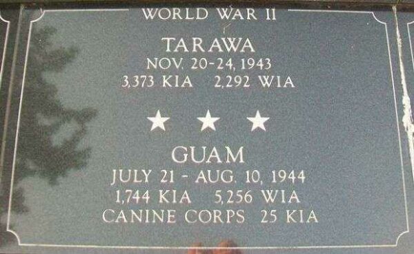 KENOSHA CITY AND COUNTY TARAWA AND GUAM MEMORIAL PLAQUE