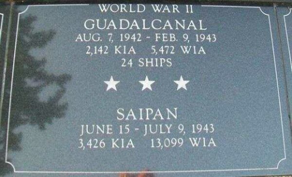 KENOSHA CITY AND COUNTY GUADALCANAL AND SAIPAN MEMORIAL PLAQUE