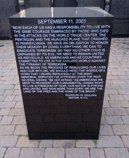NORTH PLYMOUTH SEPTEMBER 11, 2001 MEMORIAL STONE A