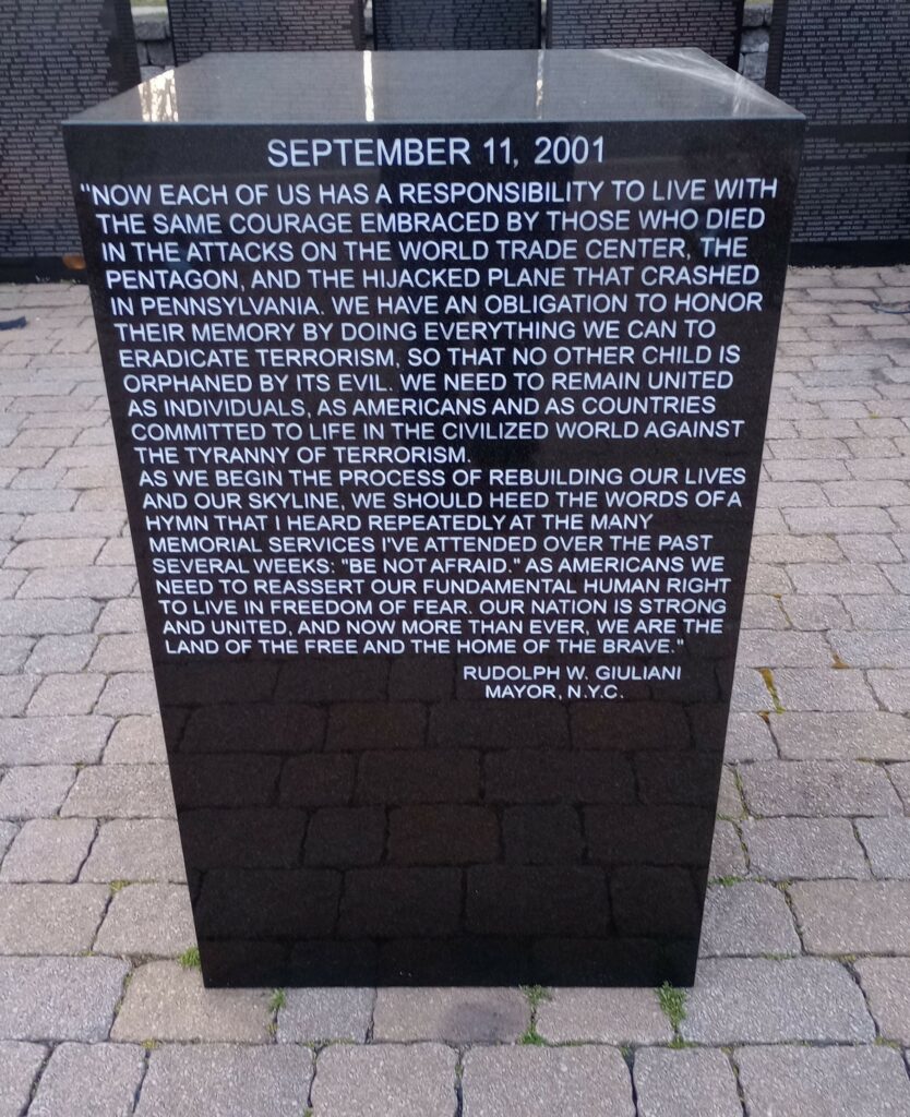 NORTH PLYMOUTH SEPTEMBER 11, 2001 MEMORIAL STONE A