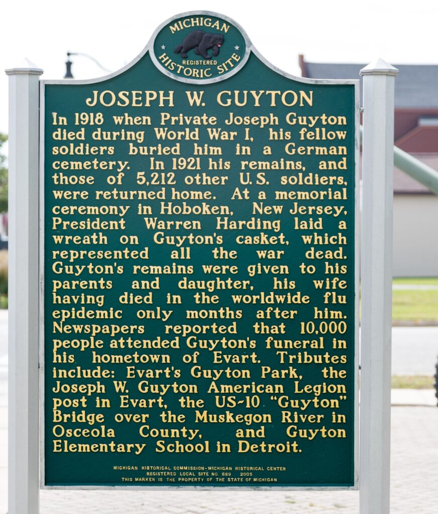 JOSEPH W. GUYTON WAR MEMORIAL MARKER BACK