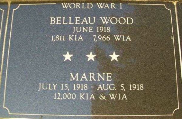 KENOSHA CITY AND COUNTY BELLEAU WOOD AND MARNE MEMORIAL PLAQUE