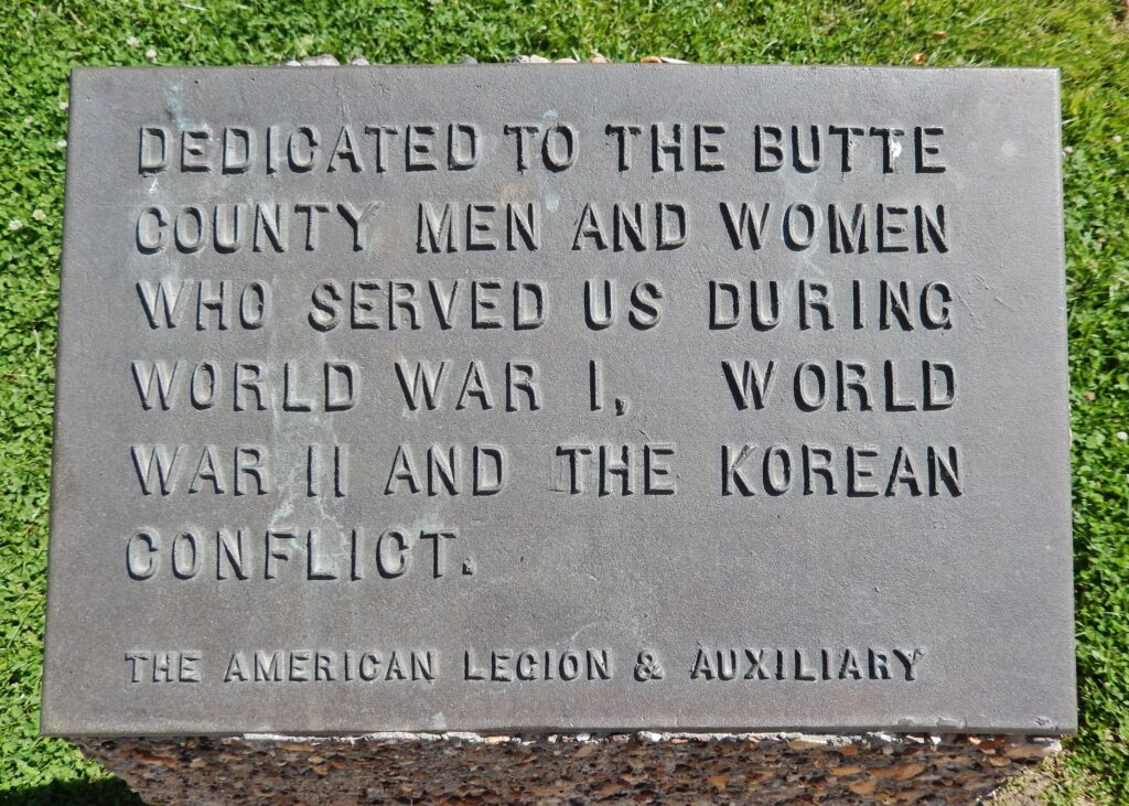 BUTTE COUNTY WAR VETERANS MEMORIAL PLAQUE