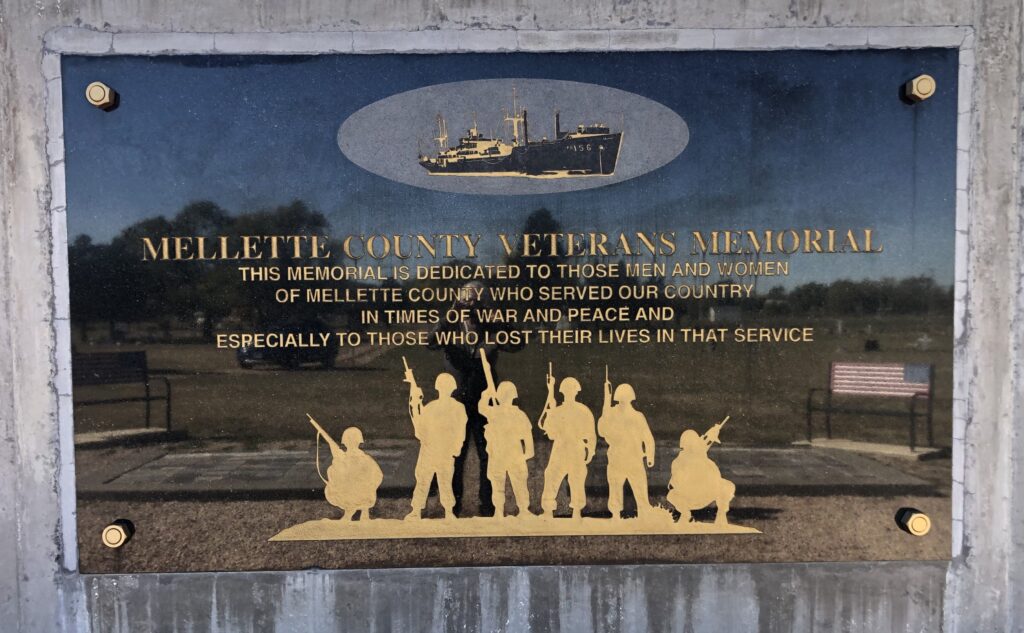 MELLETTE COUNTY VETERANS MEMORIAL PLAQUE