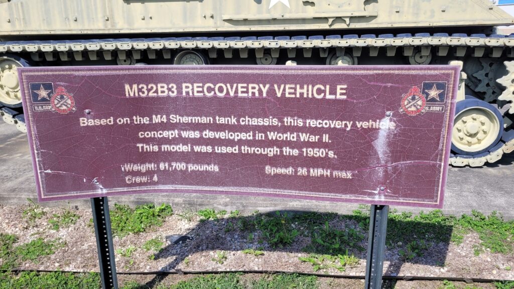 M32 B3 RECOVERY VEHICLE WAR MEMORIAL MARKER