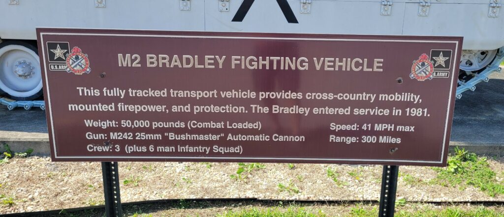 M2 BRADLEY FIGHTING VEHICLE WAR MEMORIAL MARKER