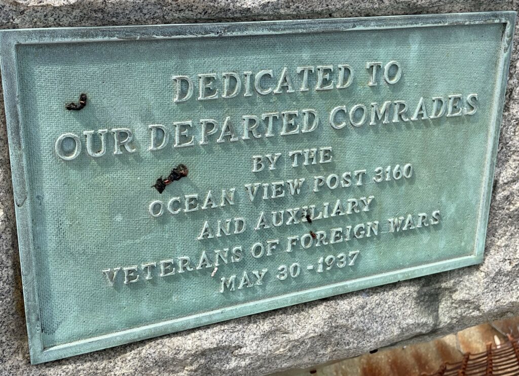 OCEAN VIEW POST 3160 VETERANS MEMORIAL PLAQUE