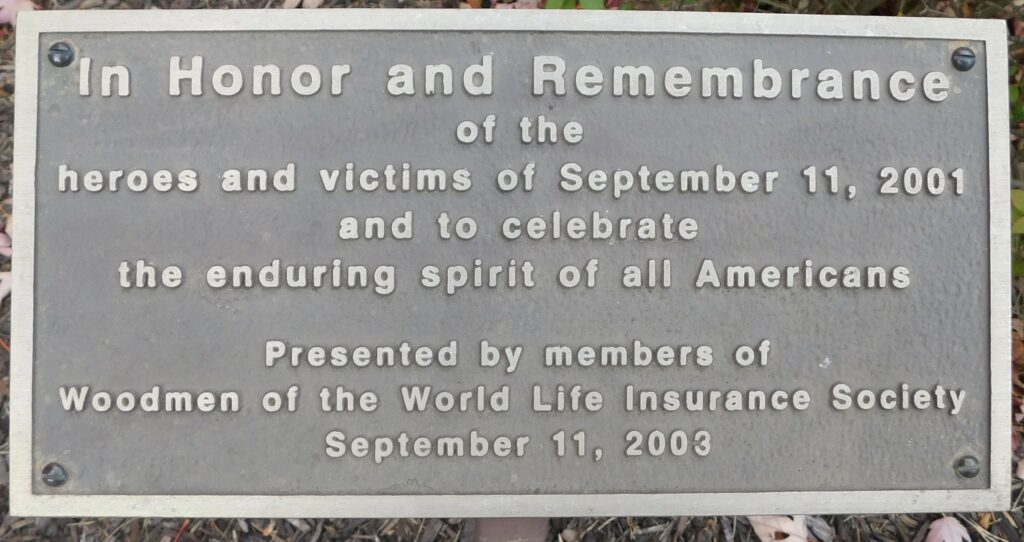 IN HONOR AND REMEMBRANCE SEPTEMBER 11, 2001 MEMORIAL PLAQUE BRIDGEWATER