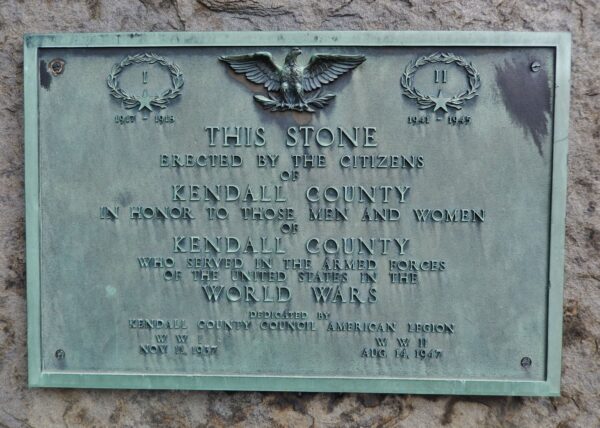 KENDALL COUNTY WORLD WARS MEMORIAL PLAQUE