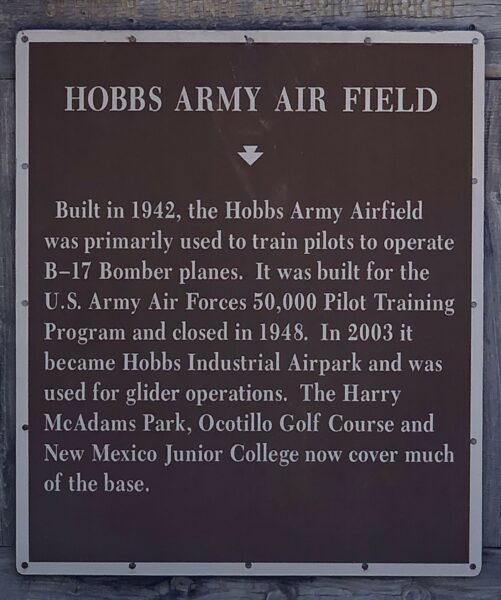 HOBBS ARMY AIR FIELD WAR MEMORIAL MARKER