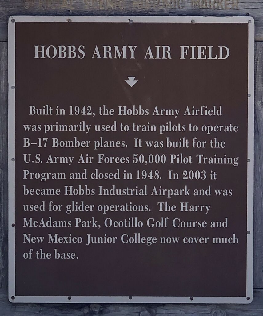 HOBBS ARMY AIR FIELD WAR MEMORIAL MARKER