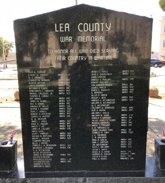 LEA COUNTY WAR MEMORIAL STONE A