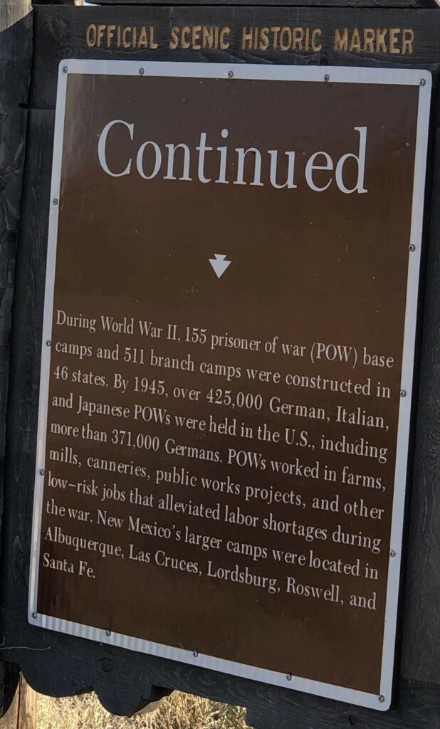 ROSWELL PRISONER OF WAR CAMP MEMORIAL MARKER BACK