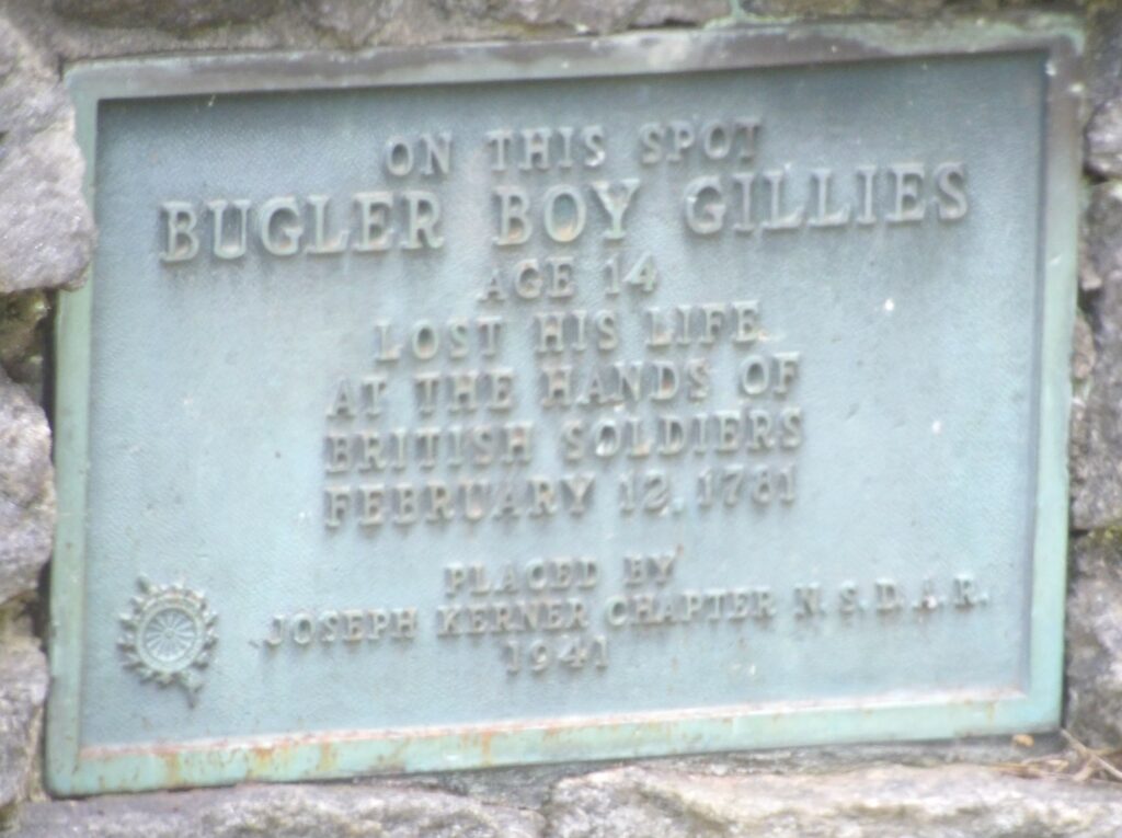 BUGLER BOY GILLIES REVOLUTIONARY WAR MEMORIAL PLAQUE
