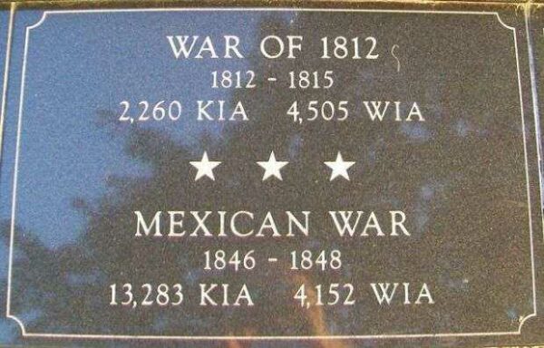 KENOSHA CITY AND COUNTY WAR OF 1812 AND MEXICAN WAR MEMORIAL PLAQUE
