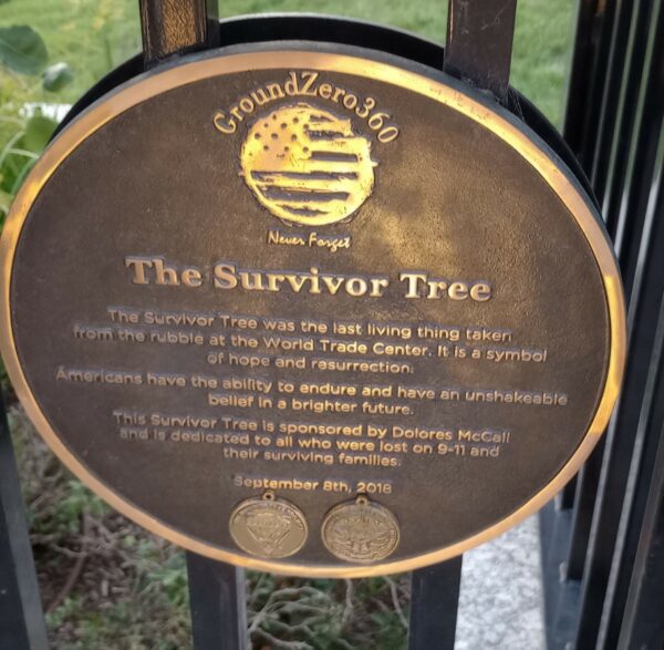 THE SURVIVOR TREE GROUND ZERO 360 MEMORIAL PLAQUE