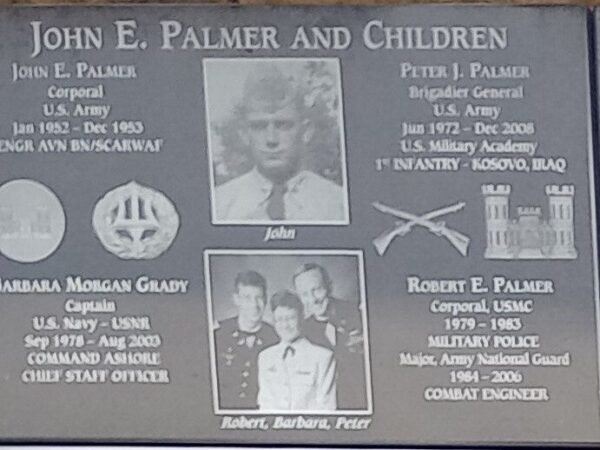 JOHN E. PALMER AND CHILDREN WAR MEMORIAL PLAQUE
