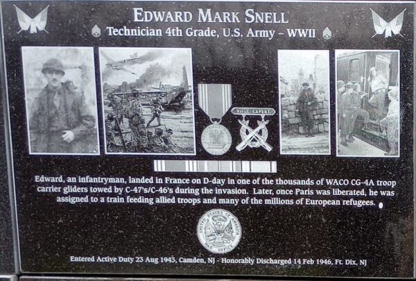 EDWARD MARK SNELL WAR MEMORIAL PLAQUE