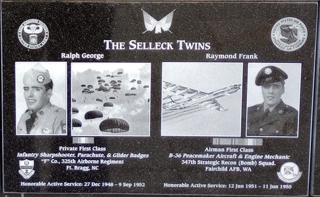 THE SELLECK TWINS WAR MEMORIAL PLAQUE