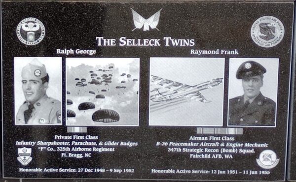 THE SELLECK TWINS WAR MEMORIAL PLAQUE
