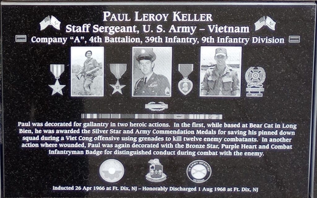 PAUL LEROY KELLER WAR MEMORIAL PLAQUE