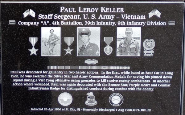 PAUL LEROY KELLER WAR MEMORIAL PLAQUE