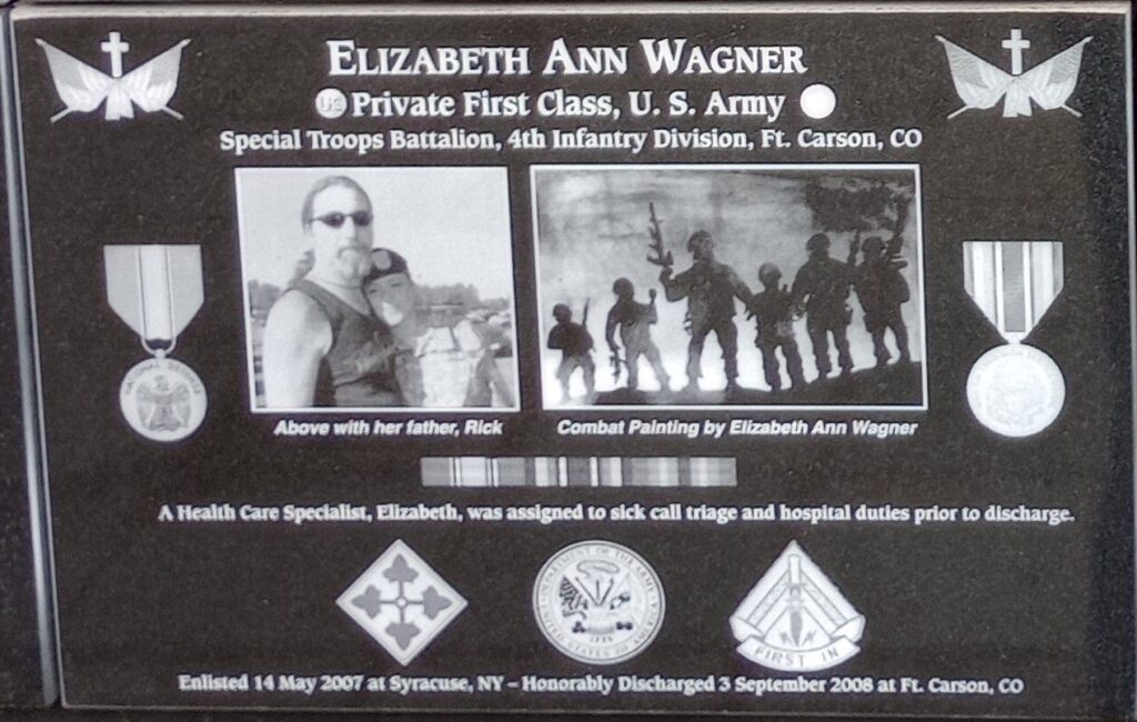ELIZABETH ANN WAGNER WAR MEMORIAL PLAQUE