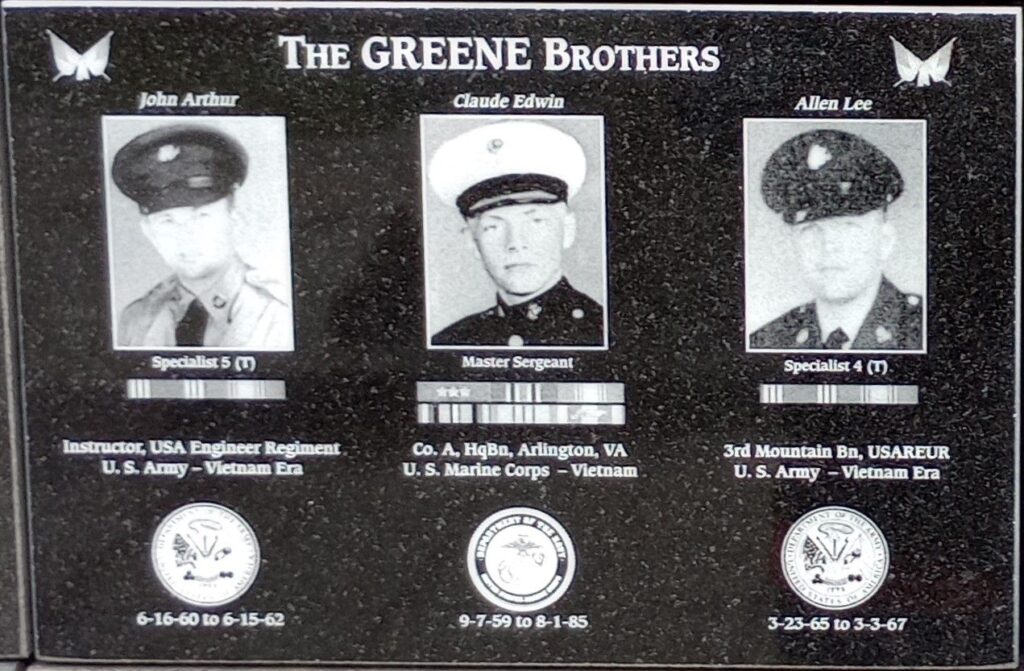 THE GREENE BROTHERS WAR MEMORIAL PLAQUE
