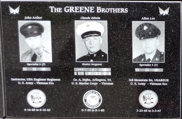 THE GREENE BROTHERS WAR MEMORIAL PLAQUE