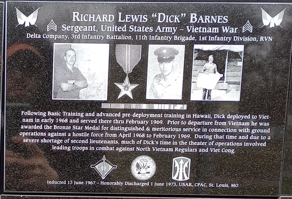 RICHARD LEWIS “DICK” BARNES WAR MEMORIAL PLAQUE