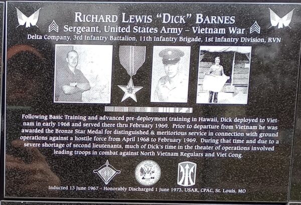 RICHARD LEWIS “DICK” BARNES WAR MEMORIAL PLAQUE