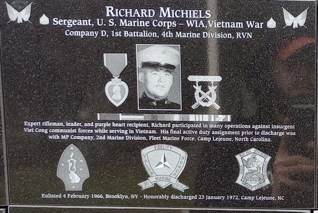 RICHARD MICHIELS WAR MEMORIAL PLAQUE