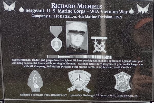 RICHARD MICHIELS WAR MEMORIAL PLAQUE