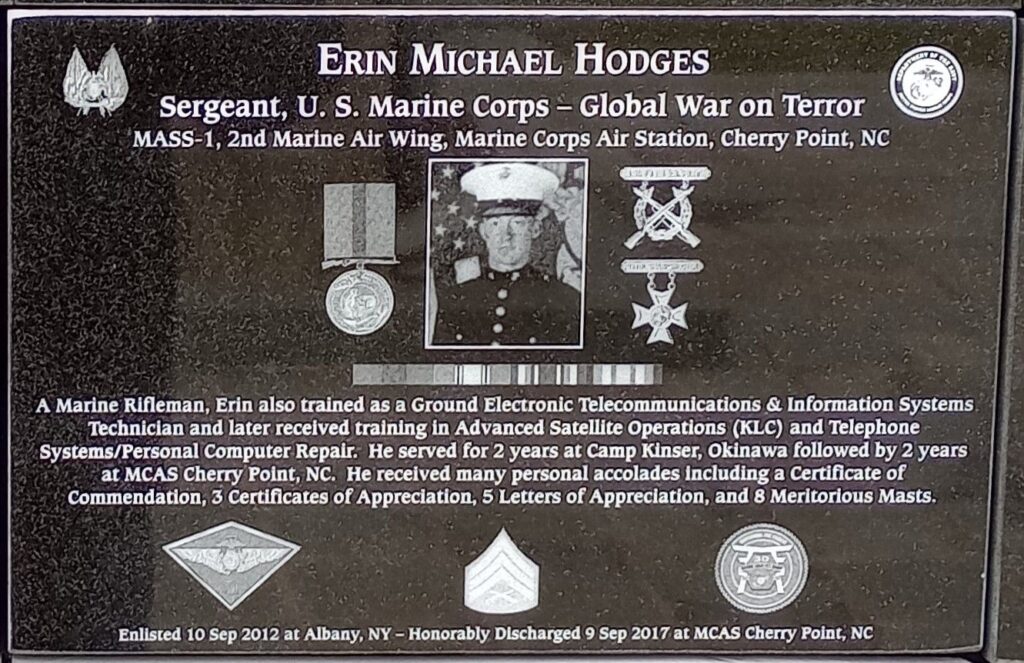 ERIN MICHAEL HODGES WAR MEMORIAL PLAQUE