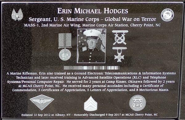 ERIN MICHAEL HODGES WAR MEMORIAL PLAQUE