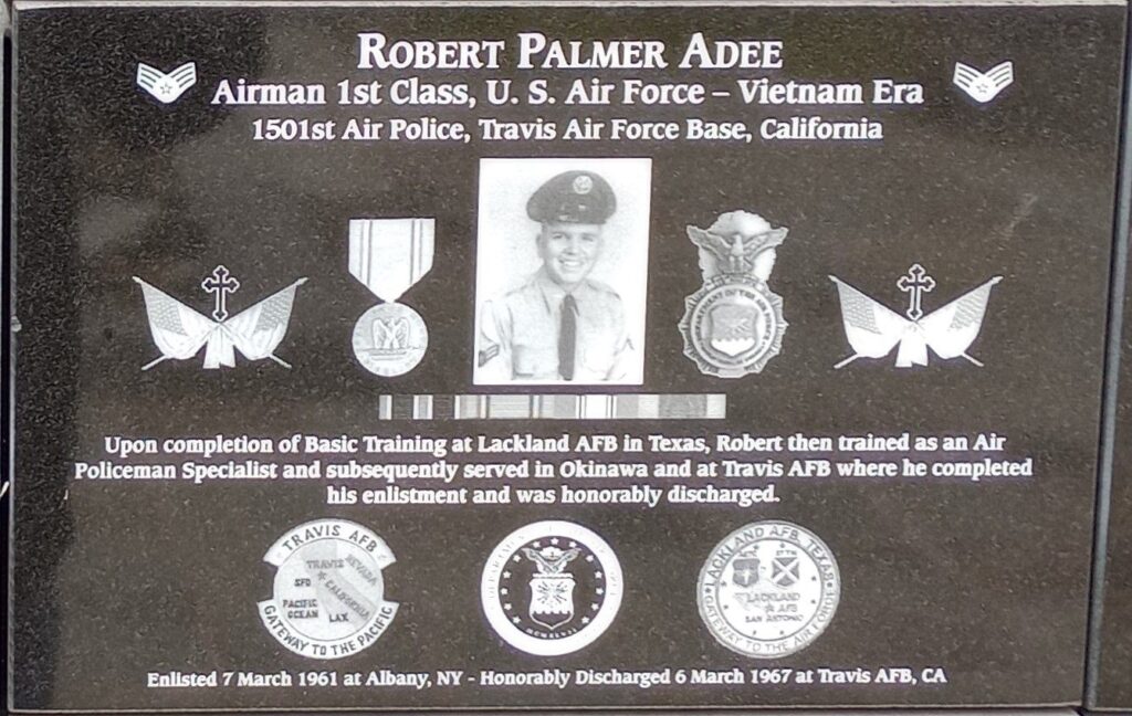 ROBERT PALMER ADEE WAR MEMORIAL PLAQUE