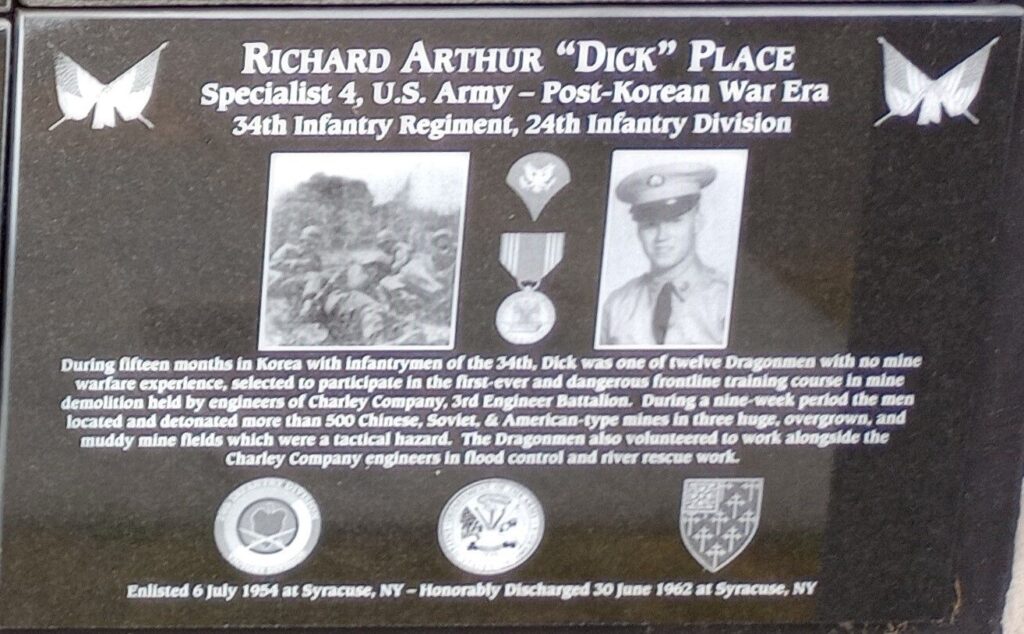 RICHARD ARTHUR “DICK” PLACE WAR MEMORIAL PLAQUE