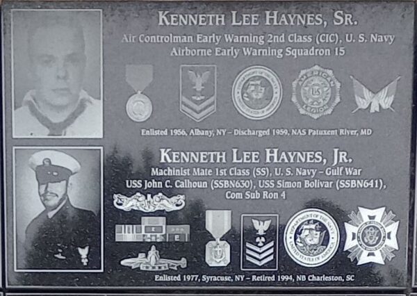 KENNETH LEE HAYNES, SR. WAR MEMORIAL PLAQUE