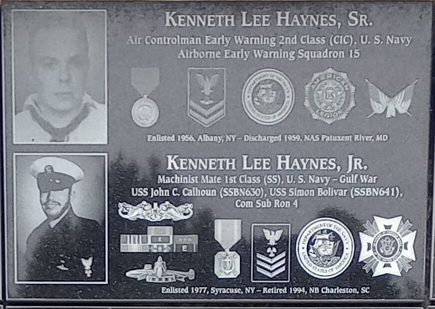 KENNETH LEE HAYNES, SR. WAR MEMORIAL PLAQUE
